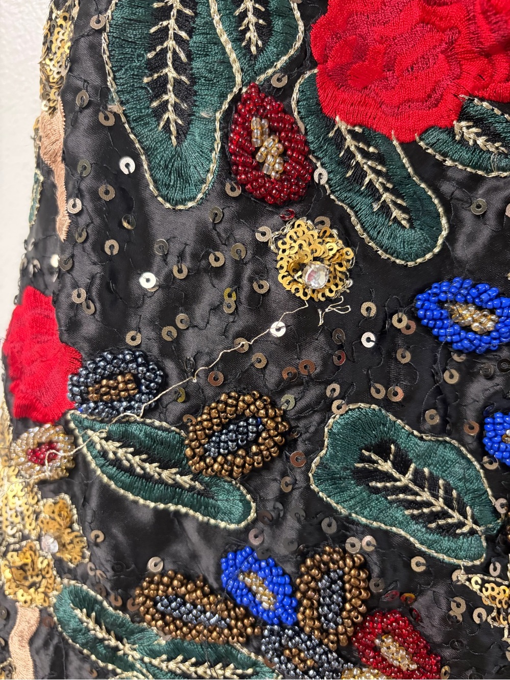 Boston Proper Sequin Beaded Embellished Floral Black Mini Skirt Size 0 - Picture 6 of 8